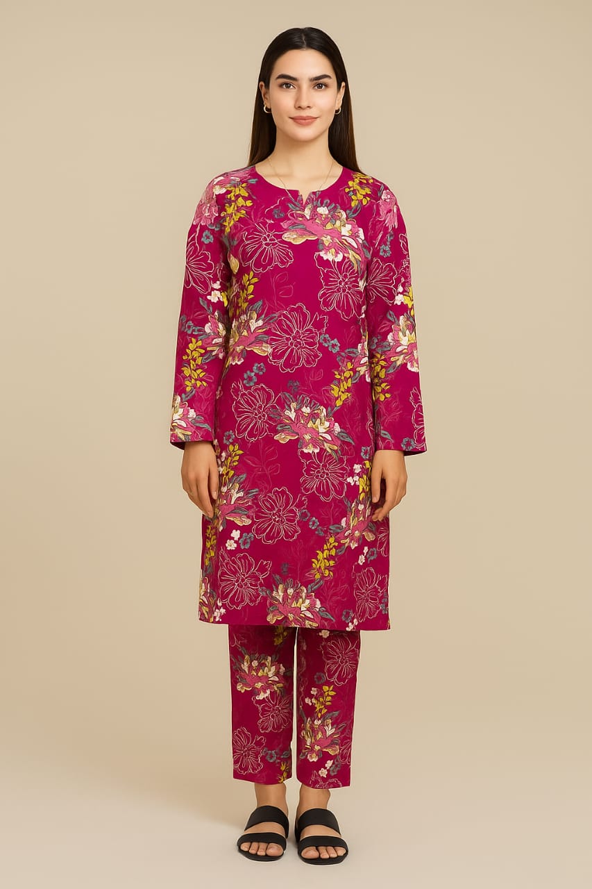 Magenta Bloom Unstitched 2-Piece Dress