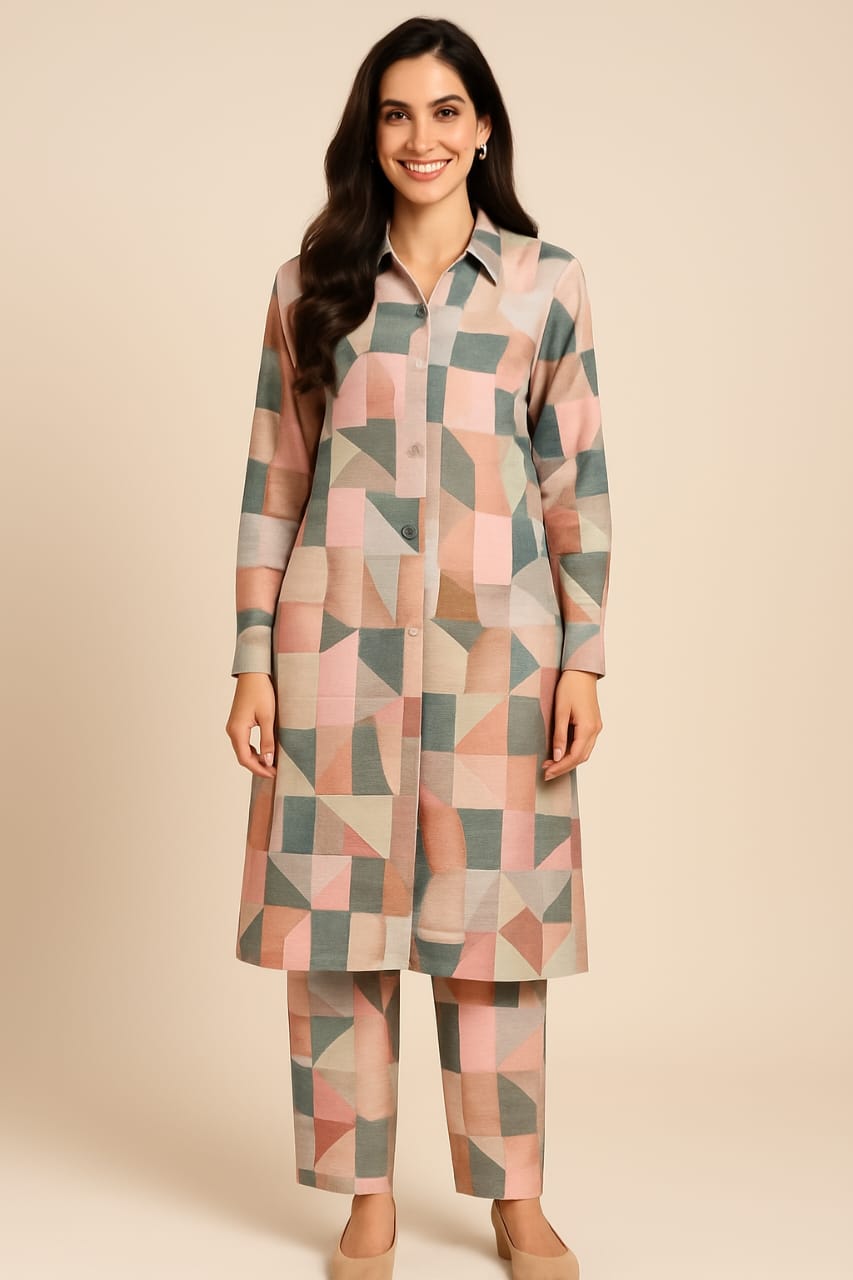 Pastel Geometric Unstitched 2-Piece