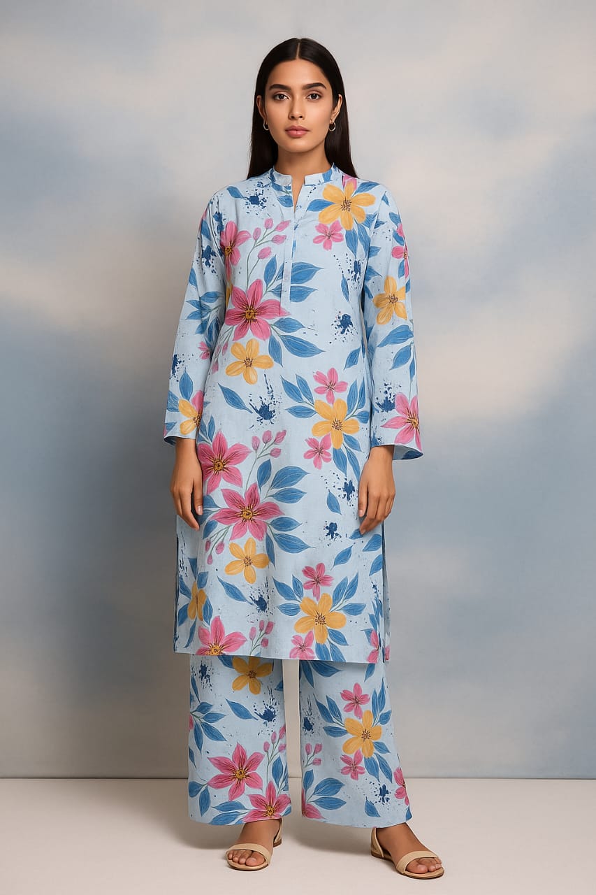 Sky Bloom Unstitched 2-Piece Dress
