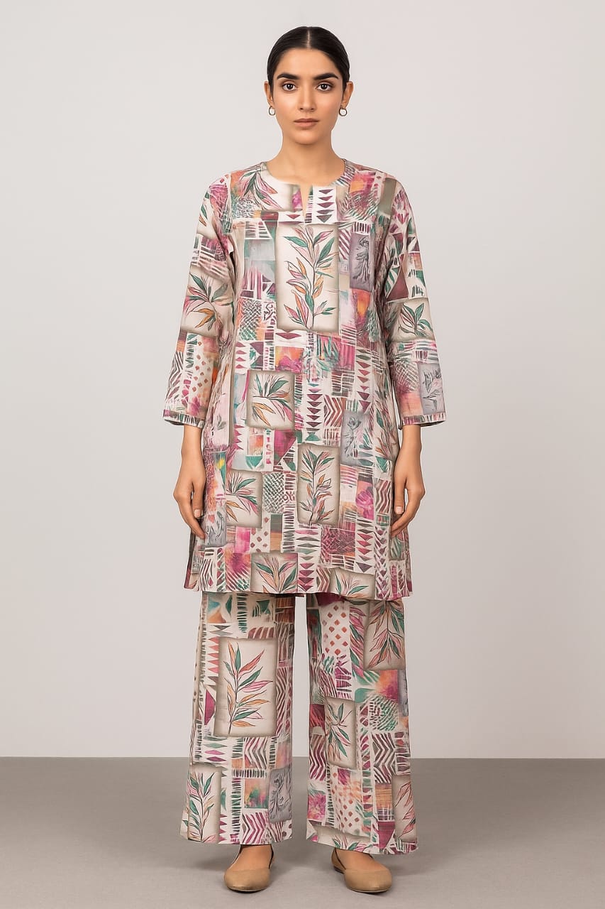Tropical Patchwork Unstitched 2-Piece Set