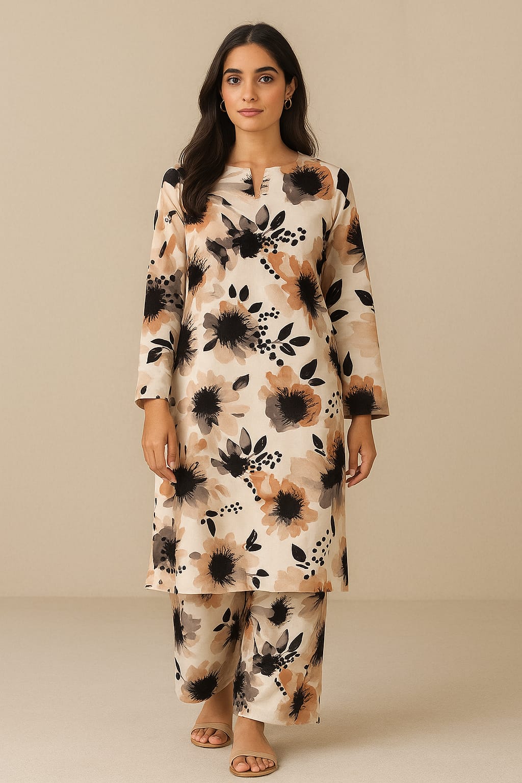 Sand Bloom Unstitched 2-Piece Set