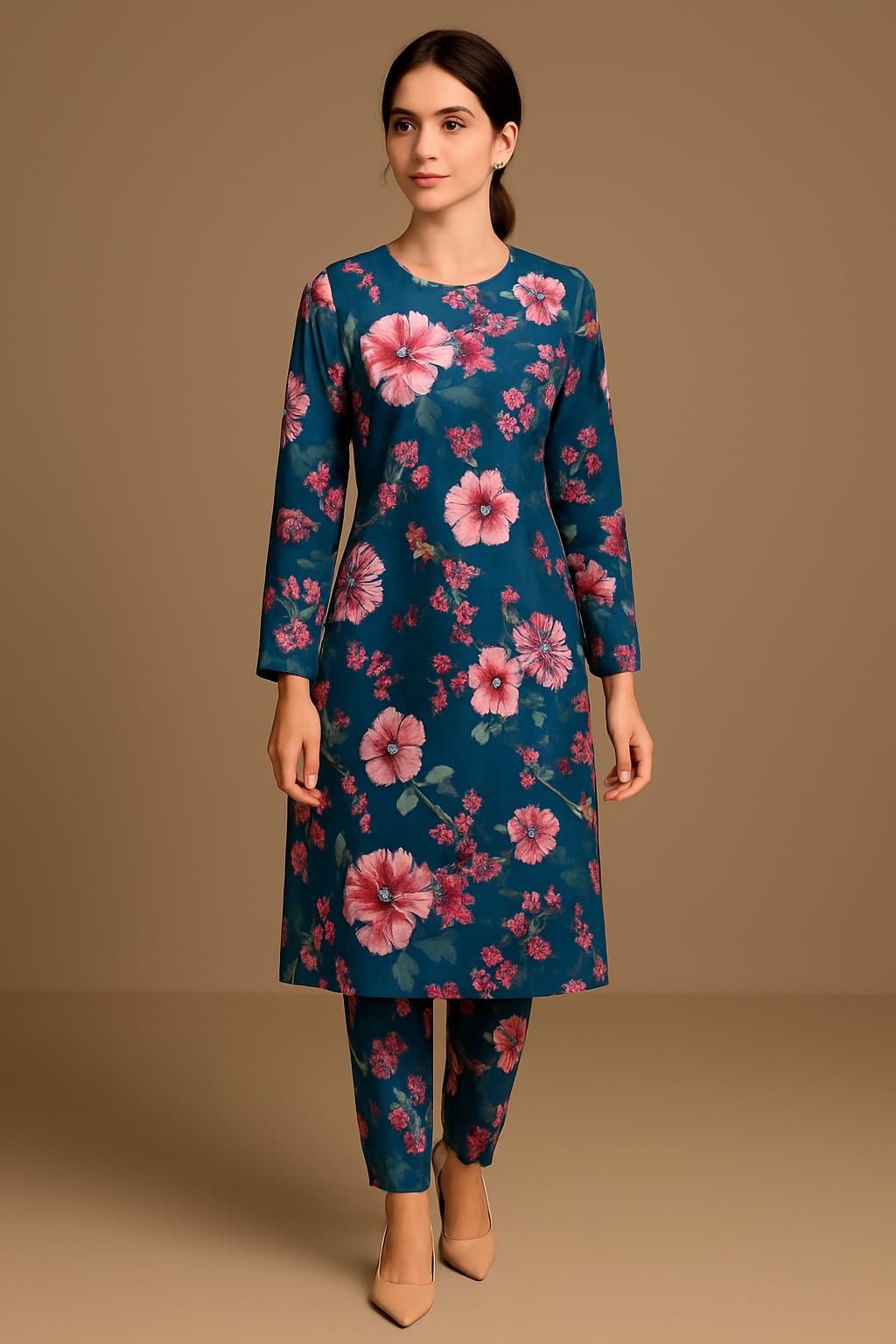 Teal Blossom Unstitched 2-Piece Set
